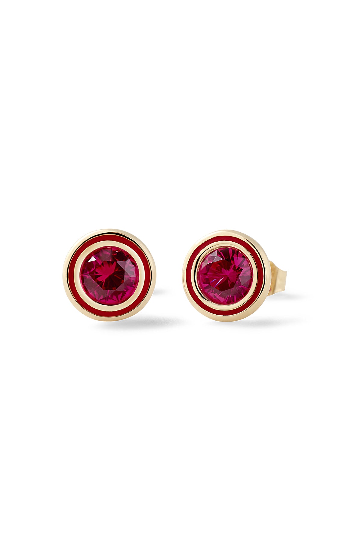 Madison Round Bezel Stud Earrings – Alison Lou