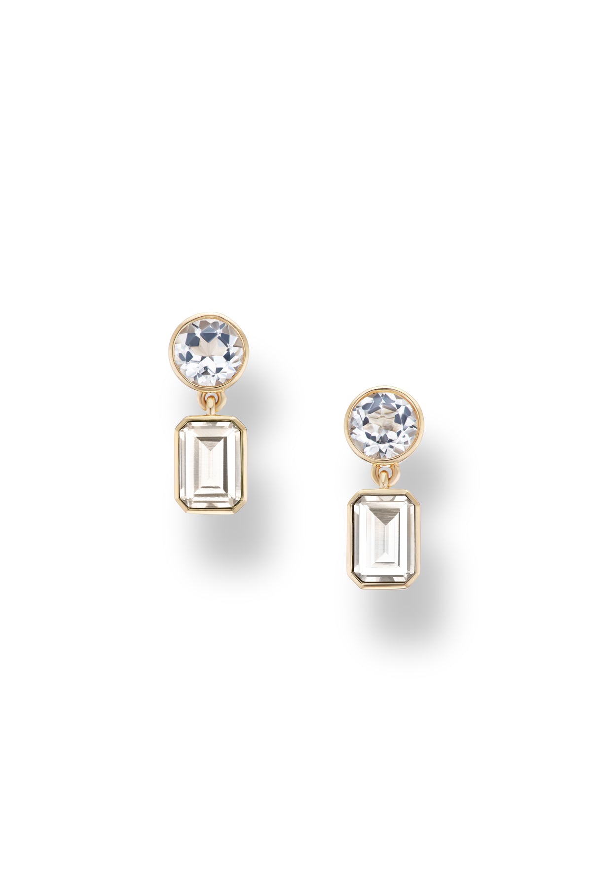 Round + Rectangle Double Drop Earrings