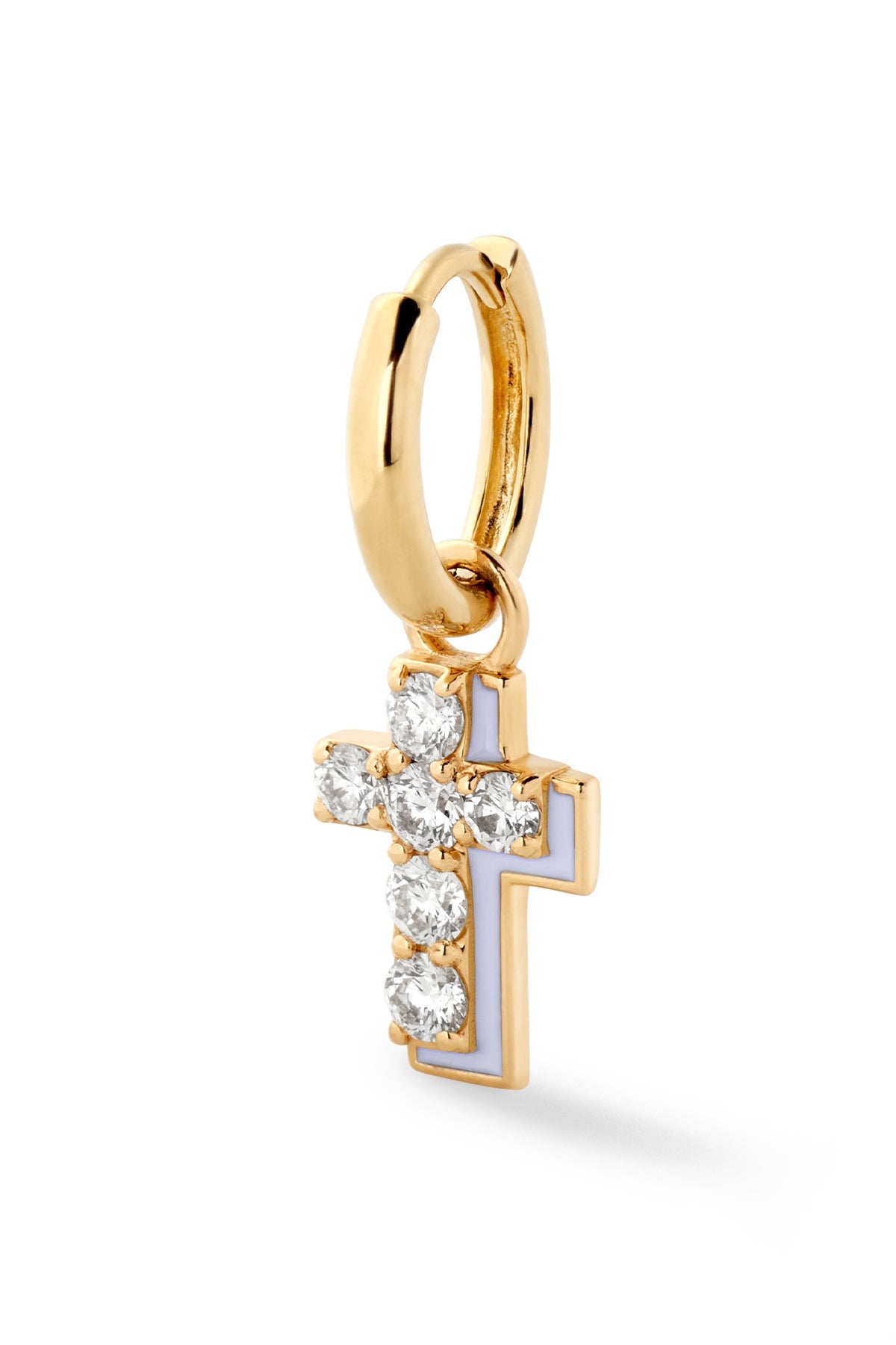 Diamond Cross with Enamel Shadow Huggie