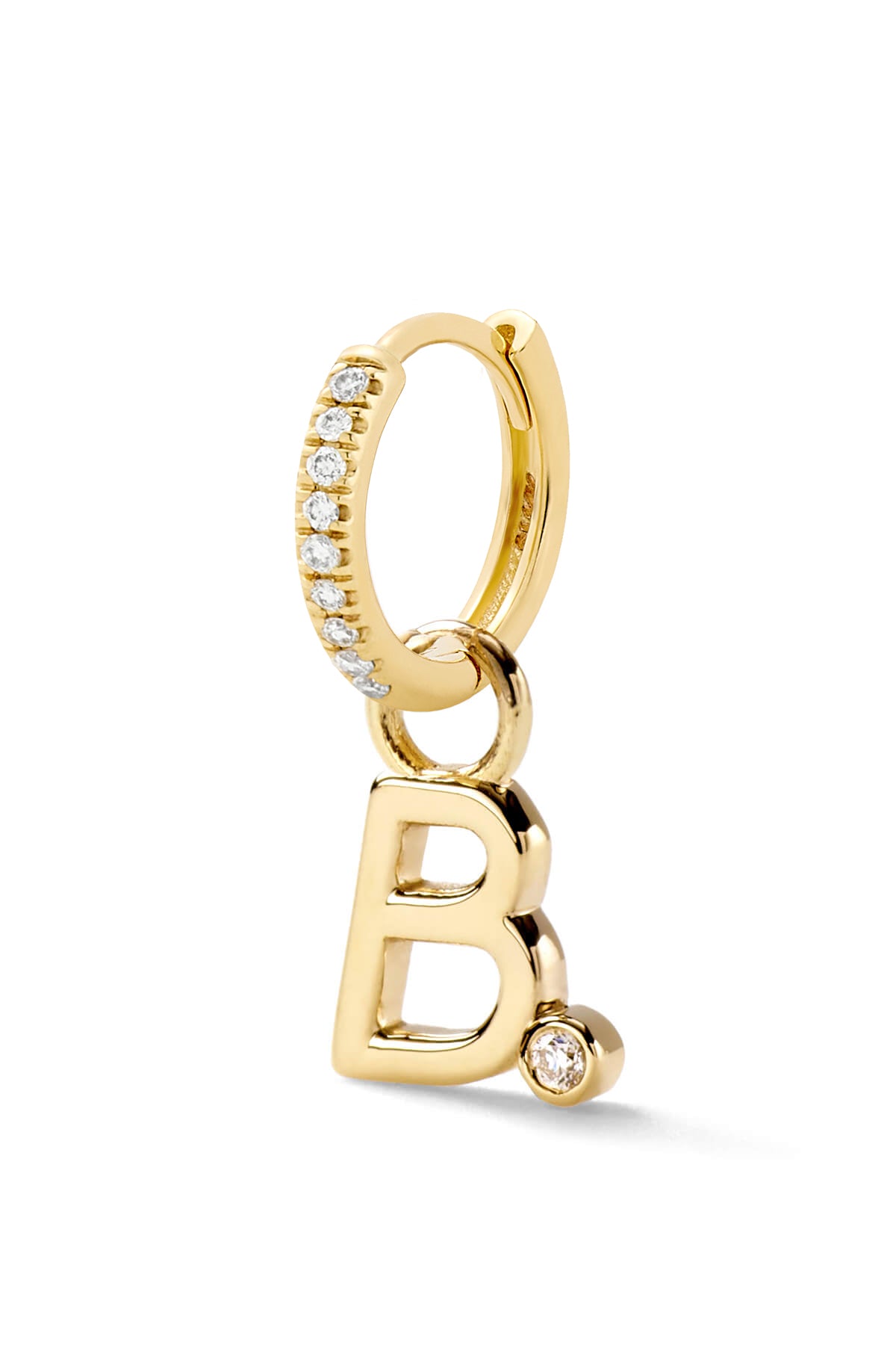 Diamond Bezel Letter Huggie