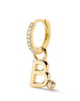 Diamond Bezel Letter Huggie