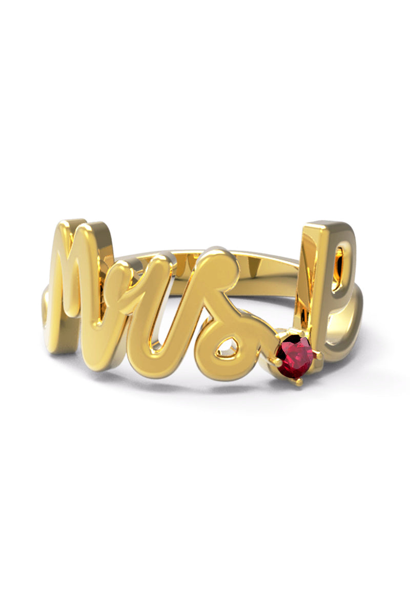 MirzaJee Simple Name Ring Any Name Ring 24K Gold Plated Any Name Custom  Made Personalized Gift Ring For Men/Women